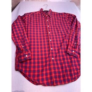 Austin Reed Regent St Oxford Shirt Mens Size‎ Medium Red Blue Plaid Button Down